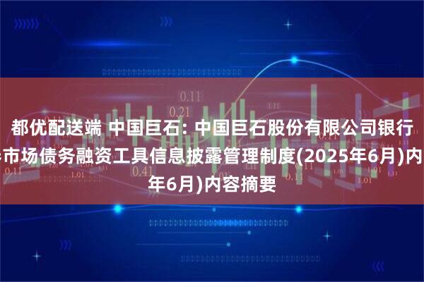 都优配送端 中国巨石: 中国巨石股份有限公司银行间债券市场债务融资工具信息披露管理制度(2025年6月)内容摘要